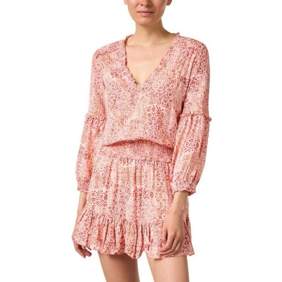 Poupette St Barth Ilona Mini Dress - Pink Print - Size Medium - NWT - Picture 4 of 14